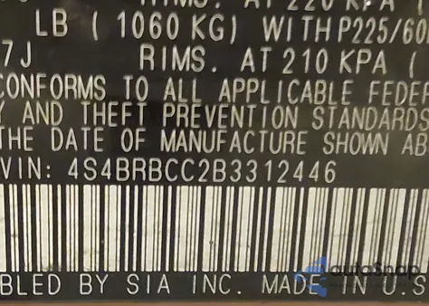 2011 Subaru Outback 2.5I Premium z USA, uszkodzony, nr VIN 4S4BRBCC2B3312446